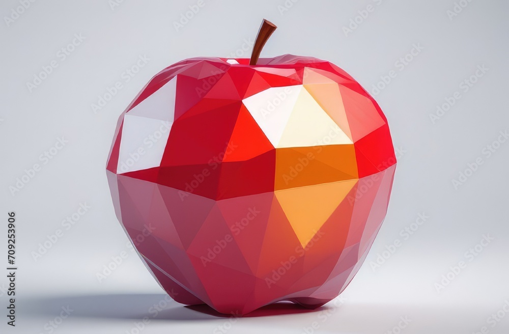 Obraz premium a multifaceted red apple on a light background