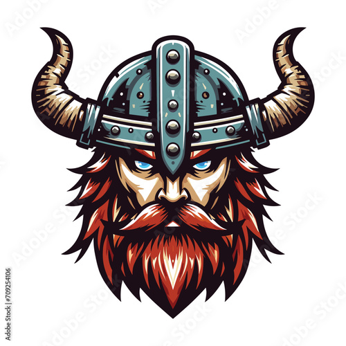 Viking head face vector illustration template, suitable for t shirt design, logo design, tattoo many more. Design isolated on white background