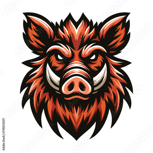 wild beast animal hog boar pig head face mascot design vector illustration, logo template isolated on white background
