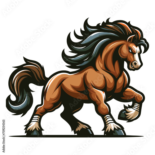Strong athletic animal horse mascot design vector illustration, logo template isolated on white background