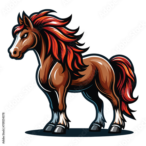 Strong athletic animal horse mascot design vector illustration  logo template isolated on white background