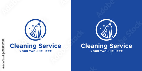 Cleaning service and maid logo design. Mop design for floor and home cleaning logo photo
