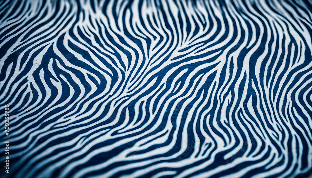 Zebra Skin texture. Wavy and swirled brush strokes vector seamless pattern. Bold curved lines and squiggles ornament. Seamless banner with doodle bold lines. Blue and white wallpaper. Generative AI