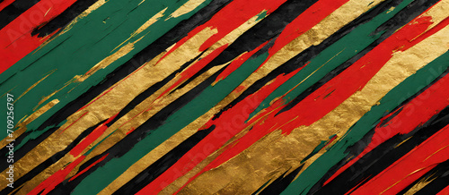 Green Red Gold Painted Stripes Brush Painting Background Colorful Digital Artwork Minimalistic Modern Card Design Wall Art