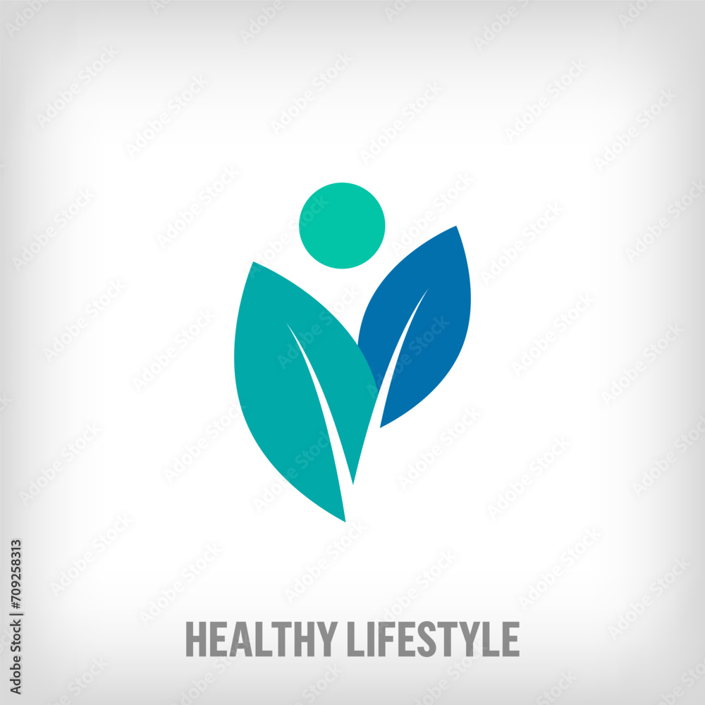 Creative leaf human sign logo. Unique color transitions. Health, organic and meditation logo template. vector