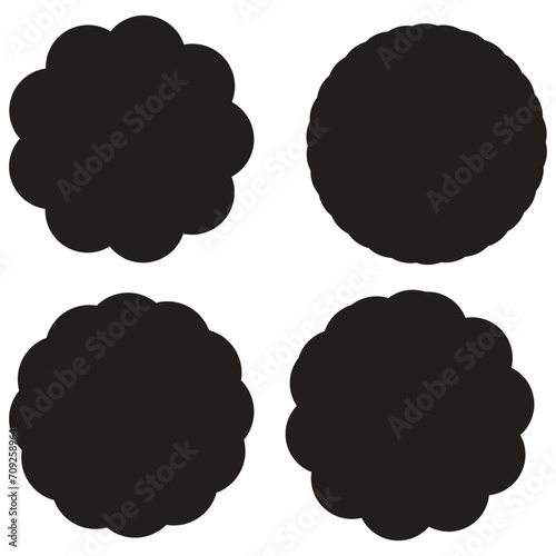 Scallop Circle Silhouette Shapes Icon Set