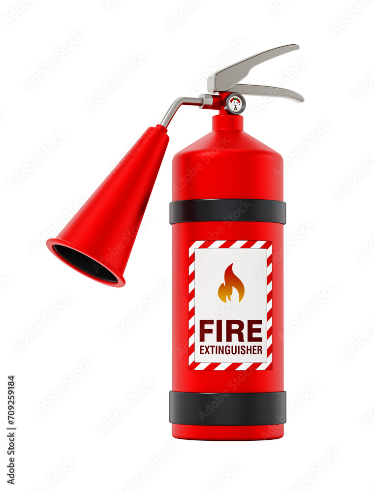 Fire extinguisher isolated on transparent background. 3D illustration Fire extinguisher isolated on transparent background. 3D illustration