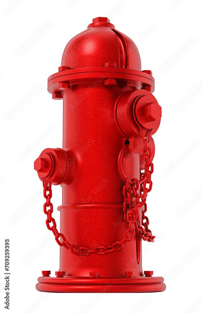 Red fire hydrant isolated on transparent background. 3D illustration Red fire hydrant isolated on transparent background. 3D illustration