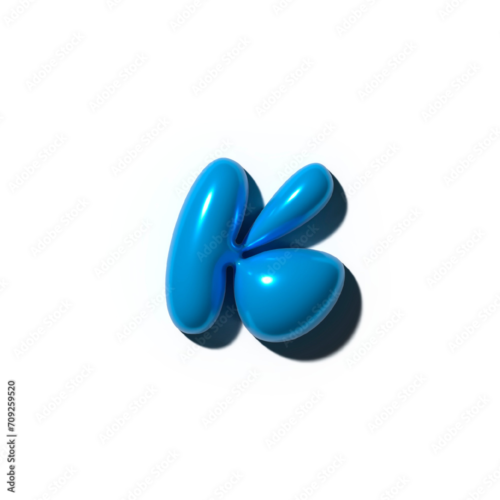 3d Inflated letter K in blue on a transparent background 3d Inflated letter K in blue on a transparent background