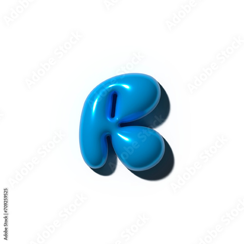 3d Inflated letter R in blue on a transparent background