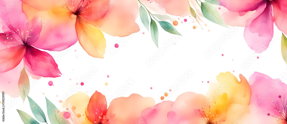 Watercolor Style Artwork Digital Background Colorful Painting Banner Wall Art Design Card Template