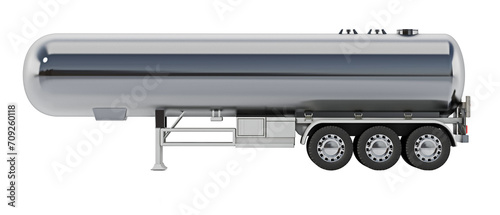 Aluminum fuel tanker trailer isolated on transparent background. 3D illustration
