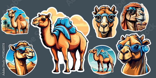 various camel head stickers and designs photo