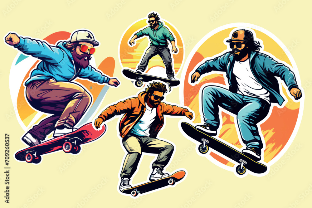 vector sticker for playing on a skateboard