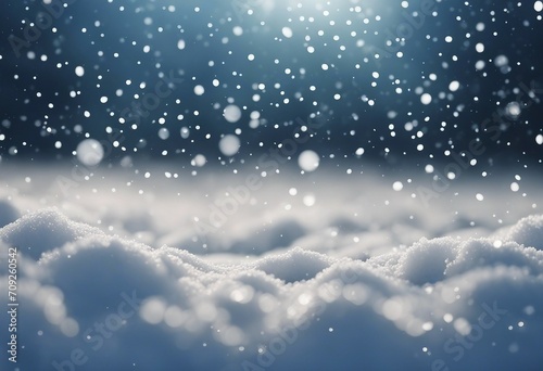 Beautiful background image of small snowdrifts falling snow and snowflakes in white and blue tones © ArtisticLens