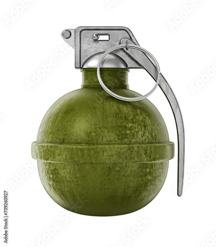 Hand grenade isolated on transparent background. 3D illustration