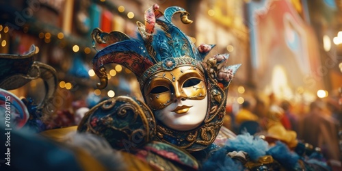 Traditional venetian carnival mask in Venice. photo