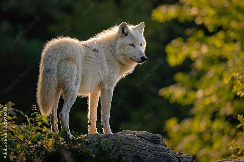 White Wolf in Natural Habitat under Daylight
White Wolf in Natural Habitat under Daylight