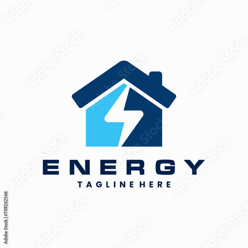 energy house logo, electric home logo