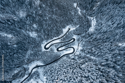 Aerial view of spectacular mountain road.Serpentines Romania. © Miha Creative