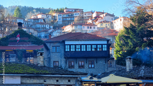 metsovo city greece sunnyn winter day in ioannina perfecture