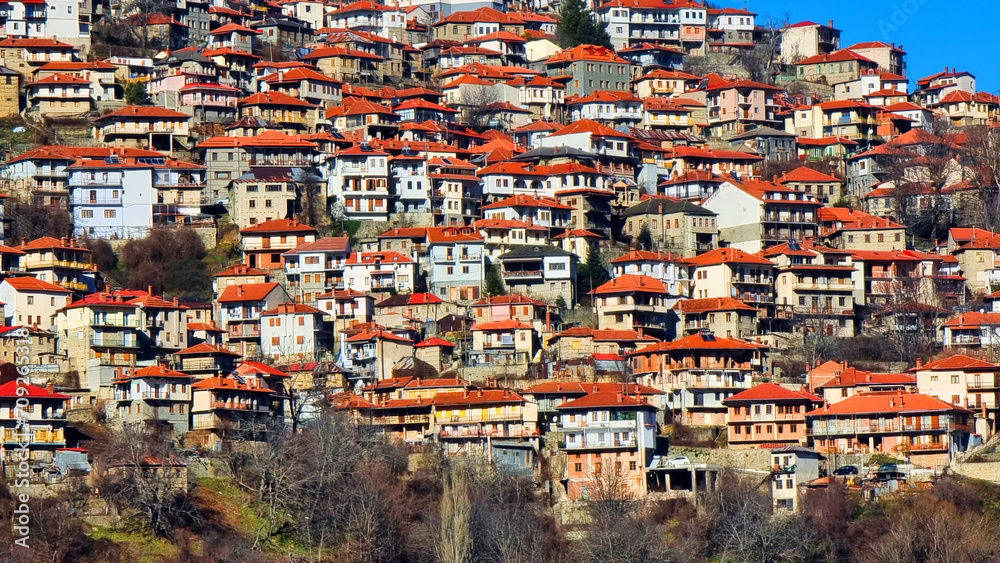 metsovo city greece sunnyn winter day in ioannina  perfecture