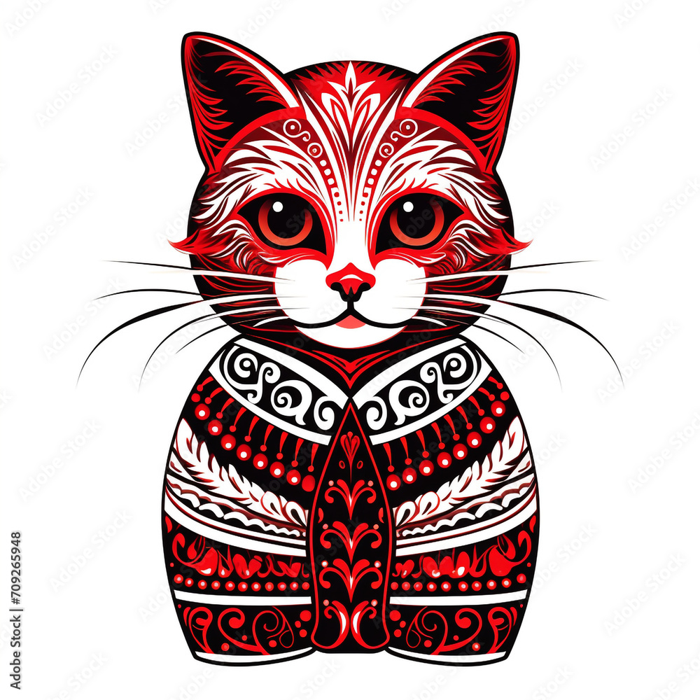 cat with a christmas outfit design graphic created with Generative Ai
