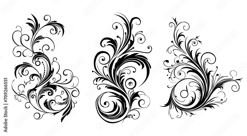 Calligraphic floral design elements and page decoration. Elements to embellish your layout