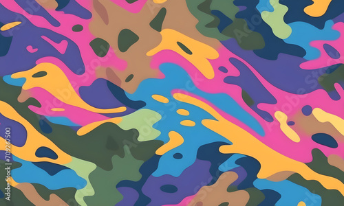 Rainbow Camouflage Pattern Military Colors Vector Style Camo Background Graphic Army Wall Art Design © amonallday