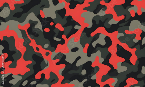 Red Black Camouflage Pattern Military Colors Vector Style Camo Background Graphic Army Wall Art Design