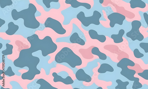 Soft Pink Blue Camouflage Pattern Military Colors Vector Style Camo Background Graphic Army Wall Art Design