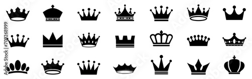 Crown set icons, collection different crown sign, silhouette crown symbol photo