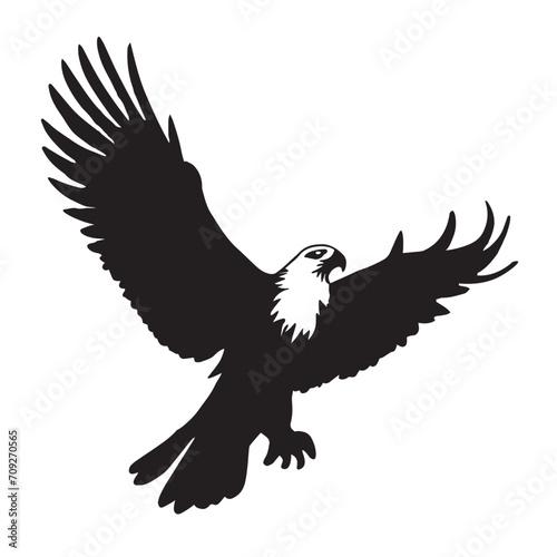 Eagles silhouettes and icons. Black flat color simple elegant white background Eagles animal birds vector and illustration.