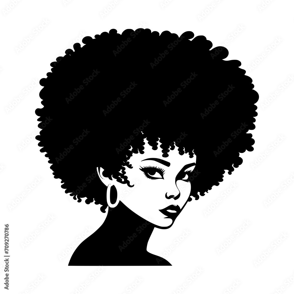 African Black Woman Vector  Silhouette With Hairstyle