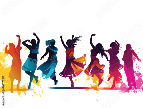 dancing people for holi vector