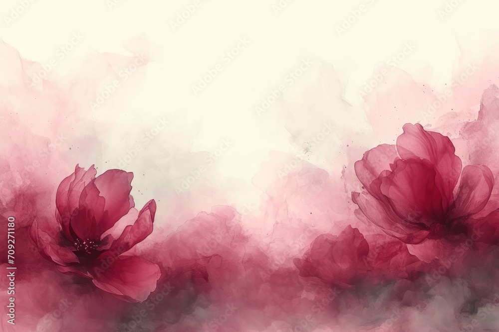 Fototapeta premium Watercolor delicate transparent peonies on a white background. Floral illustration for a postcard