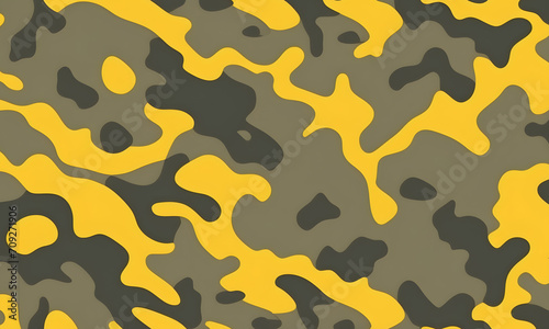 Yellow Camouflage Pattern Military Colors Vector Style Camo Background Graphic Army Wall Art Design