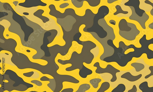 Yellow Camouflage Pattern Military Colors Vector Style Camo Background Graphic Army Wall Art Design