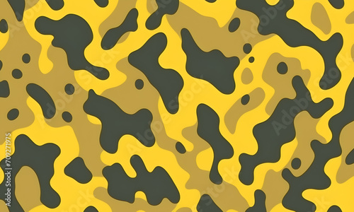 Yellow Camouflage Pattern Military Colors Vector Style Camo Background Graphic Army Wall Art Design