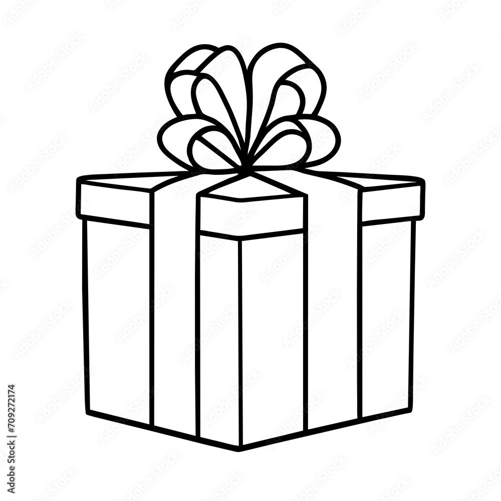 Simple icon and illustration gift box isolated on white, gift wrapping with ribbon Simple icon and illustration gift box isolated on white, gift wrapping with ribbon