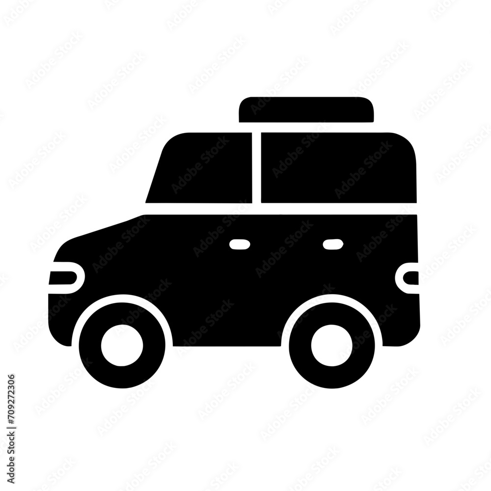 Minivan icon with roof rack, vector illustration