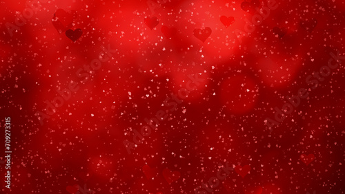 Red colored background with heart particles illustration background.