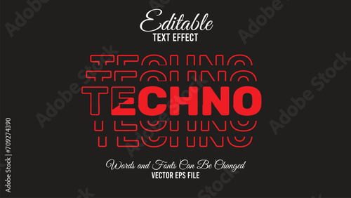 techno editable text effect