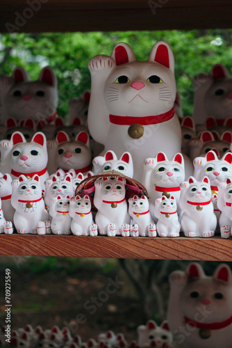 Several maneki-neko figures. © Ana