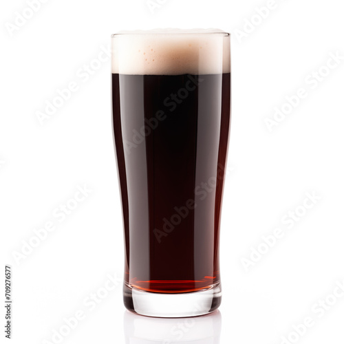 Dark Beer in a tall glass on a white background. Mugs with drink like Ipa, Pale Ale, Pilsner, Porter or Stout