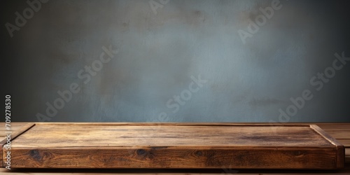 Vintage-style wooden table with empty space for branding and products display. Clipping path included.