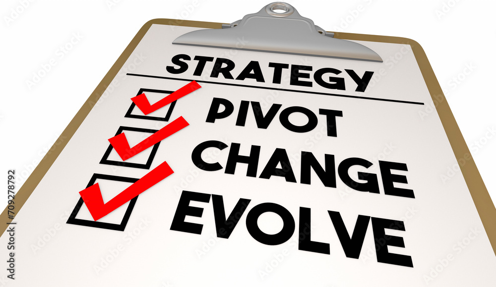 Pivot Change Evolve Business Strategy Plan Checklist 3d Illustration Pivot Change Evolve Business Strategy Plan Checklist 3d Illustration