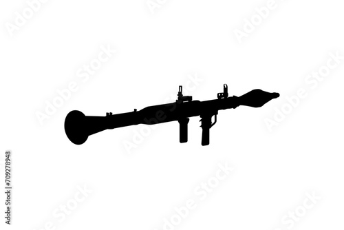Silhouette of the Bazooka or Rocket Launcher Weapon, also known as Rocket Propelled Grenade or RPG, Flat Style, can use for Art Illustration, Pictogram, Website, Infographic or Graphic Design Element