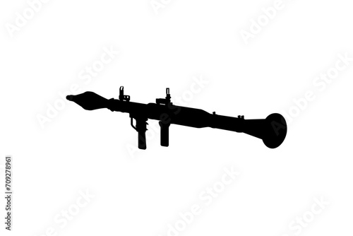 Silhouette of the Bazooka or Rocket Launcher Weapon, also known as Rocket Propelled Grenade or RPG, Flat Style, can use for Art Illustration, Pictogram, Website, Infographic or Graphic Design Element