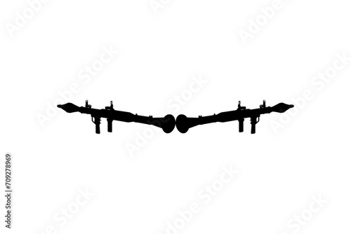 Silhouette of the Bazooka or Rocket Launcher Weapon, also known as Rocket Propelled Grenade or RPG, Flat Style, can use for Art Illustration, Pictogram, Website, Infographic or Graphic Design Element